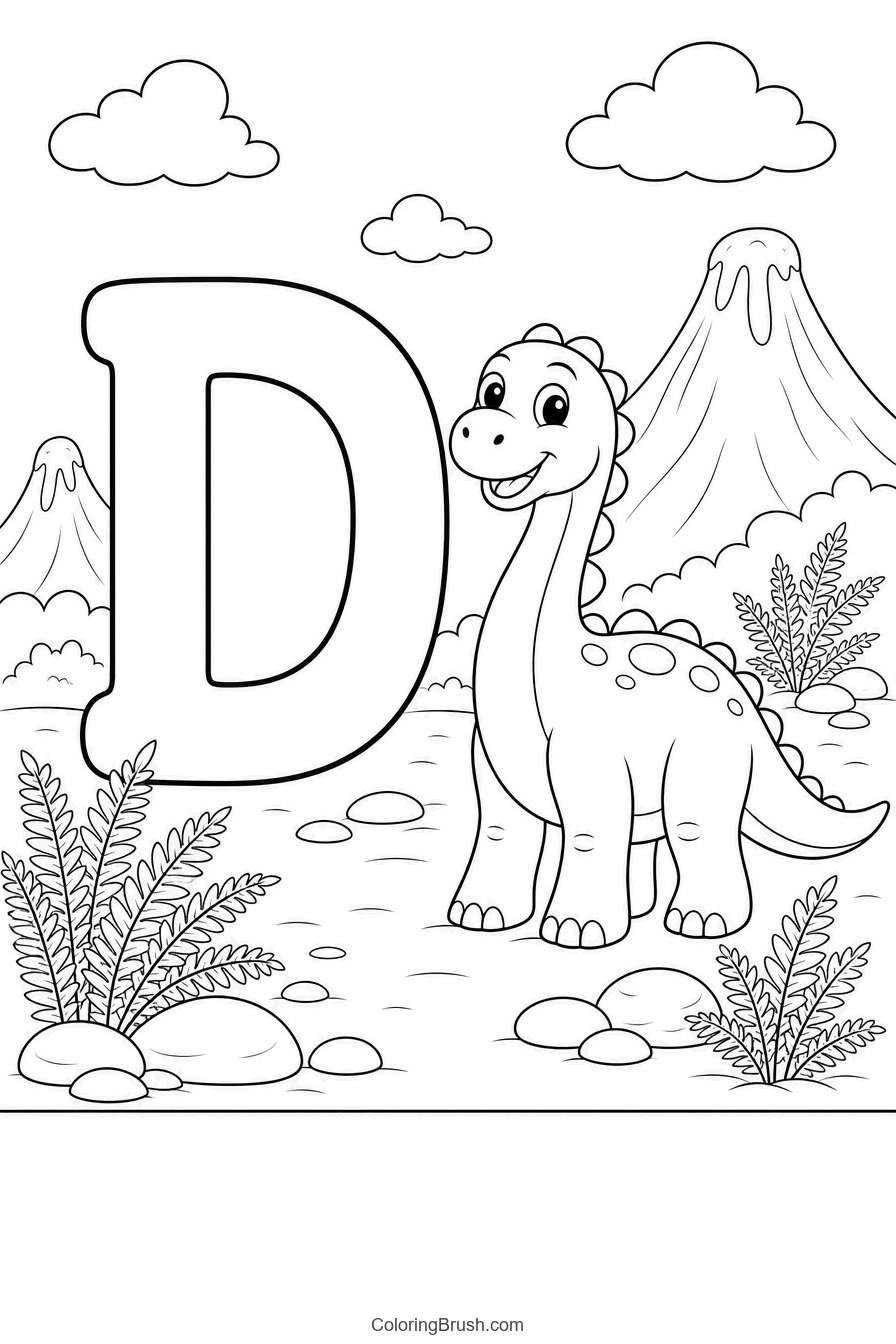 Letter D Dinosaur Adventure printable letter d coloring page