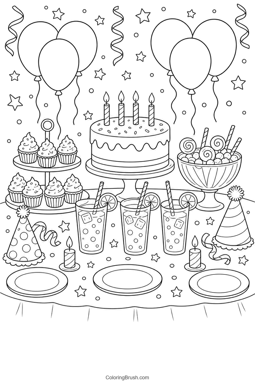 New Year Celebration Table printable new year coloring page