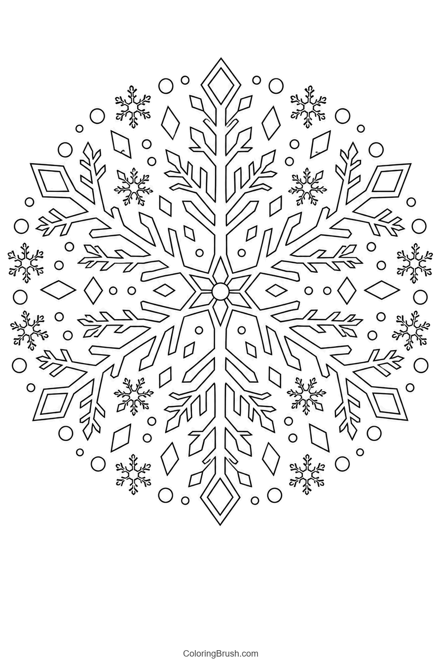Snowflake Nature Mandala printable nature mandala coloring page
